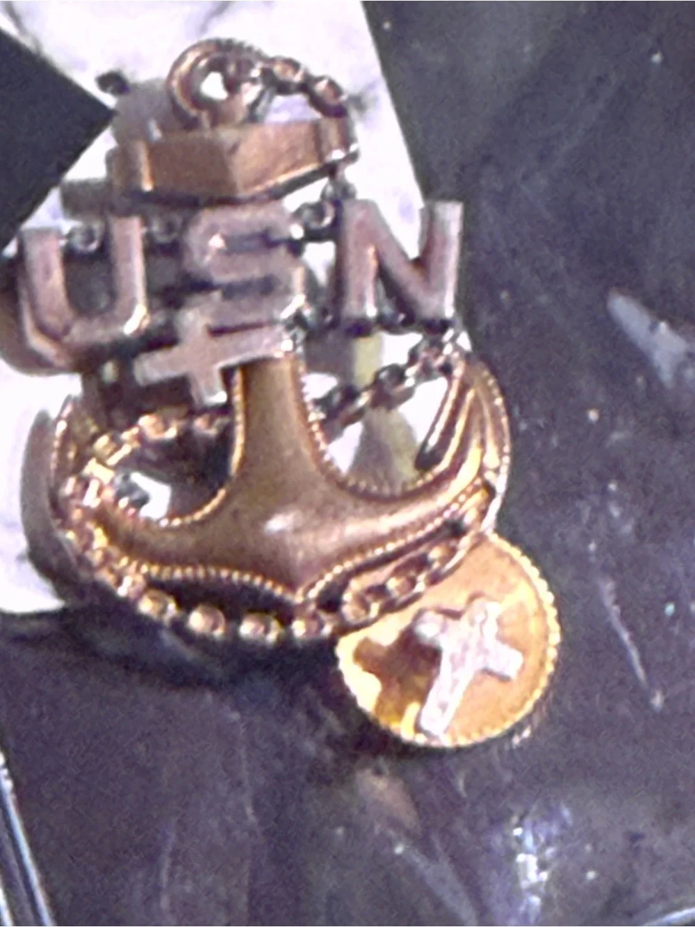 Vintage USN 1/20 10K Gold Filled & Sterling Anchor Pin Navy